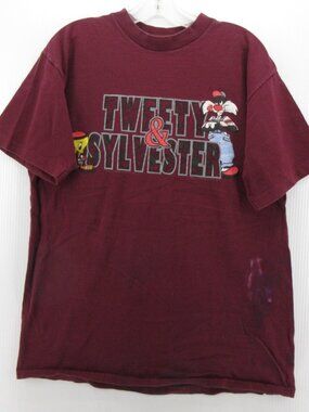 VINTAGE Looney Tunes  Shirt Large Tweety Sylvester Warner Bros 90s USA *